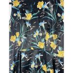 Bar III Black Yellow Floral Tropical Fit & Flare Satin Silky Dress Size Medium Photo 3