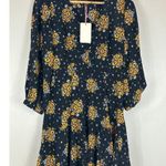 Entro  NWT Black Floral V-Neck Long Sleeve Cottagecore Boho Prairie Dress Photo 0