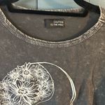 Caution to the Wind Charcoal Grey Floral Graphic Tee | Size Small Photo 1