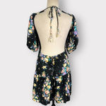 O'Neill  Black Floral Alta Ruffle-Hem Mini Dress Junior's Small Puff-Sleeve Photo 4