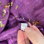 Adult dark purple embroidered floral tassel fringe silk scarf wrap lightweight Photo 4