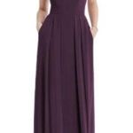 After Six Aubergine Spaghetti Strap Pleated Pocket Formal Dress 1514 Size 14 NEW Photo 0