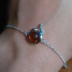 Baltic Amber Round Stone Sterling Silver Bracelet (6 Inch) Photo 1