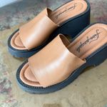 Free People  Winona Wedge Lug Heels Slip On Sandals in Brown Leather 37 Photo 4