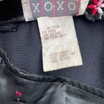 XOXO Vintage 90s Black Satin Pink Red Stitch Work Embroidered Floral Mini Skirt Photo 9
