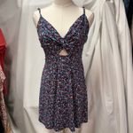 Francesca's Blue Rain Abagail Floral Front Twist Mini Dress Womens Small Red Photo 6