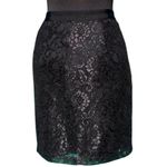 Cache Black Lace Faux Wrap Stretch Ruched Cinched Self Belt Lined Skirt $138 NWT Photo 4
