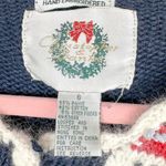 Christopher & Banks  Vintage Snowman Christmas Cardigan Sweater Hand Embroidered Photo 2