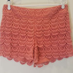 Loft  Crochet Shorts Coral Pink Lace Layered Summer Beach Size 6 Photo 0