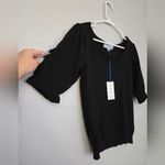 Tuckernuck  Perrin Black Short Sleeve Scoop Neck Ruffle Sweater Photo 2