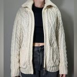 Aran Crafts 100% Merino Wool Bohemian Cottagecore Zip Front Cardigan Size XS Photo 4