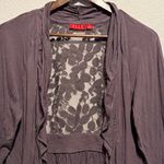 Elle Purple Gray Lace Back Open Front Cardigan Size XL Lightweight Long Sleeve Photo 1