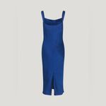 Baum & Pferdgarten Agamora Bias Cut Hammered Satin Slip Dress Bellwether Blue 32 Size XS Photo 9