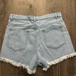 None Light Blue Denim Frayed Hem Women Shorts Photo 1