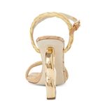 Dolce & Gabbana Logo Heel Ankle Strap Sandals in Gold Tan, New in Box Photo 5