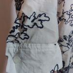 For Cynthia  White Navy Embroidered Floral Print Popover Beach Tunic Top Size 1X Photo 4