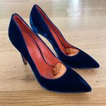 Santoni Rose Collection Velvet Stiletto Heel Pumps in Blue Size 41 Photo 0