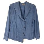 Flax | 100% Linen Blue Blazer Button Jacket Size P (4/6) Photo 0