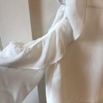 ASOS White Ruffled Blouse Cold Shoulder Tiered Long Sleeve Gold Buttons Size 10 Photo 7