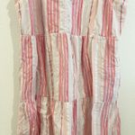 J. Jill Maxi Dress Women Sz Lg Petite Tiered Striped Beach Feminine Boho Cottage Pink Photo 2