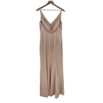 After Six  Beige Satin V Neck Spaghetti Strap Floor Length Gown Dress Sz 4 Photo 9