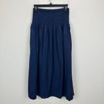 Madewell Smocked Waist Poplin Midi Skirt Cotton A Line Midnight Navy XS NWT Photo 8