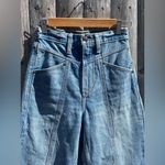 Abercrombie & Fitch High Rise Barrel Jean with vertical seams in a light wash Photo 3