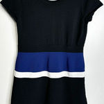 Anne Klein Ann Klein Midi Dress Womens Medium Colorblock A-line Black/Blue Short Sleeve Photo 0