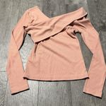 Off Shoulder Sweater Salmon Pink small top comfy asymmetrical design fold over Photo 0