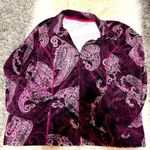 kim rogers Women's Size Large Pink and Black Paisley Print Jacket Photo 0