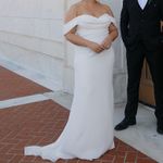 Tadashi Shoji NWT  Off-Shoulder Amishta Crep White Wedding Dress Photo 3