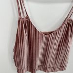 Jack by BB Dakota  Pink Velvet Pleated Layered Crop Tank Top Women Medium Photo 3