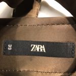ZARA  Women’s Satin Olive Green Self-Fastener Ankle Strap Slide Sandals Photo 8