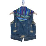 White Crow Buckle Womens S Distressed Denim Hooded Vest Photo 1