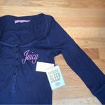Juicy Couture  Pam Gela Regal 26" Henley Sleepwear Pajama Top Blue Women's Medium Photo 3