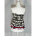 ZARA Women Size L Smocked Floral Strapless Peplum Top With Striped Hem Photo 3