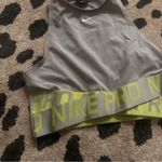 Nike Women's Gray and Lime Crop Top Photo 1