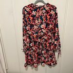 BCBGeneration Mock Neck Velvet Retro Floral Ruffle Hem Mini Dress Size 8 NWT Photo 3
