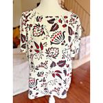 Talbots  XL Petite Blouse Berry Floral Print White Puff Sleeve‎ Short Sleeve Photo 3