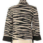 Alberto Makali Alberto Malaki Linen Blend Tan Black Zebra Animal Stripe Open Blazer Size Small Photo 1