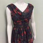 Unique Vintage  Red Rose Cocktail Dress Small Photo 5
