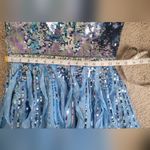 Sherri Hill Size 8 Blue Strapless Dress with Sequins and Crystals Photo 6