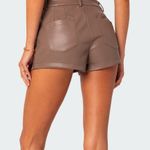 Edikted Martine High Rise Faux Leather Shorts Photo 2