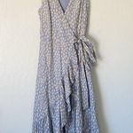 Madewell  Chambray Floral Daisy Jordan Cascading Ruffle Wrap Midi Dress Size XXS Photo 1