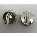 Vintage 1950s Laguna Earrings Aurora Borealis Crystal Bead Clip On Silver Tone Photo 1