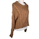 Free People Cutting Edge Cable Knit Sweater Brown Large Photo 4