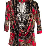 Bongo  Womens Top Size L Red Black Lace Plunging Neckline Sexy Lace Clubwear Photo 0