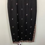 Kenar Vintage Black with Floral Embroidery Linen Blend Halter Maxi Dress Size 14 Photo 4