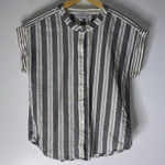 Evereve  Addison Stripe Mix Gray White Short Sleeve Button Down Shirt XS Photo 0