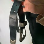 ZARA Black Double Buckle Leather Belt size 90 western cowgirl boho festival Photo 7